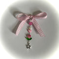 Pink plaid bow charm🩷